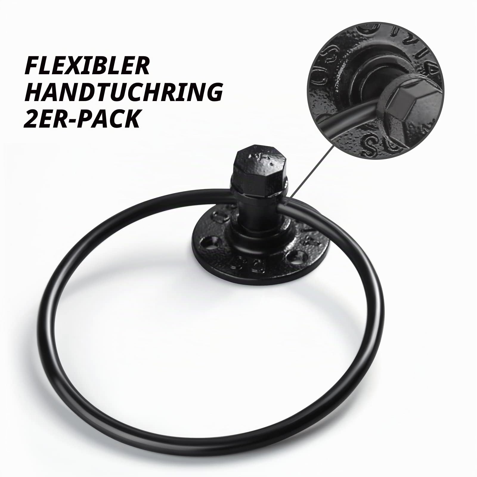 13-teiliges Handtuchhalter-Set, schwarz, Badezimmer-Hardware-Set, industrielles Rohr, Badetuchhalter, Zubehör-Set, Wandhandtuchstange, Toilettenpapierhalter, Handtuchring, Bademantelhandtuchhaken,