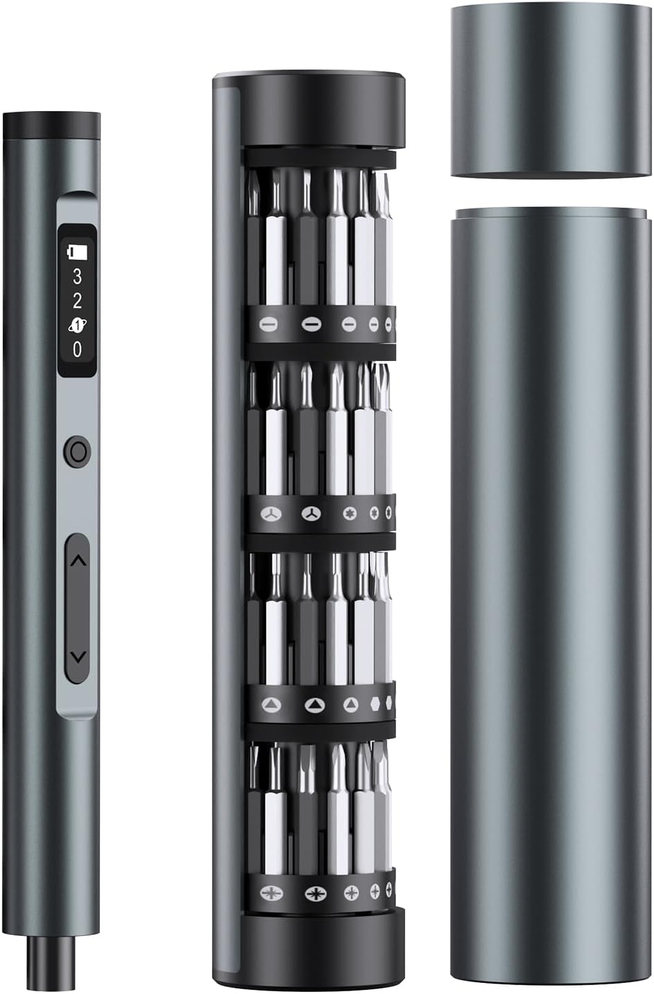 AMIR Mini Electric Screwdriver, 62 in 1 Precision Screwdriver Set with 60 Magnetic Precision Bits, 3 Torque Setting, Magnetic Storage, 3 LED Lights, Small Repair Tool Set for Phone Camera Laptop Watch