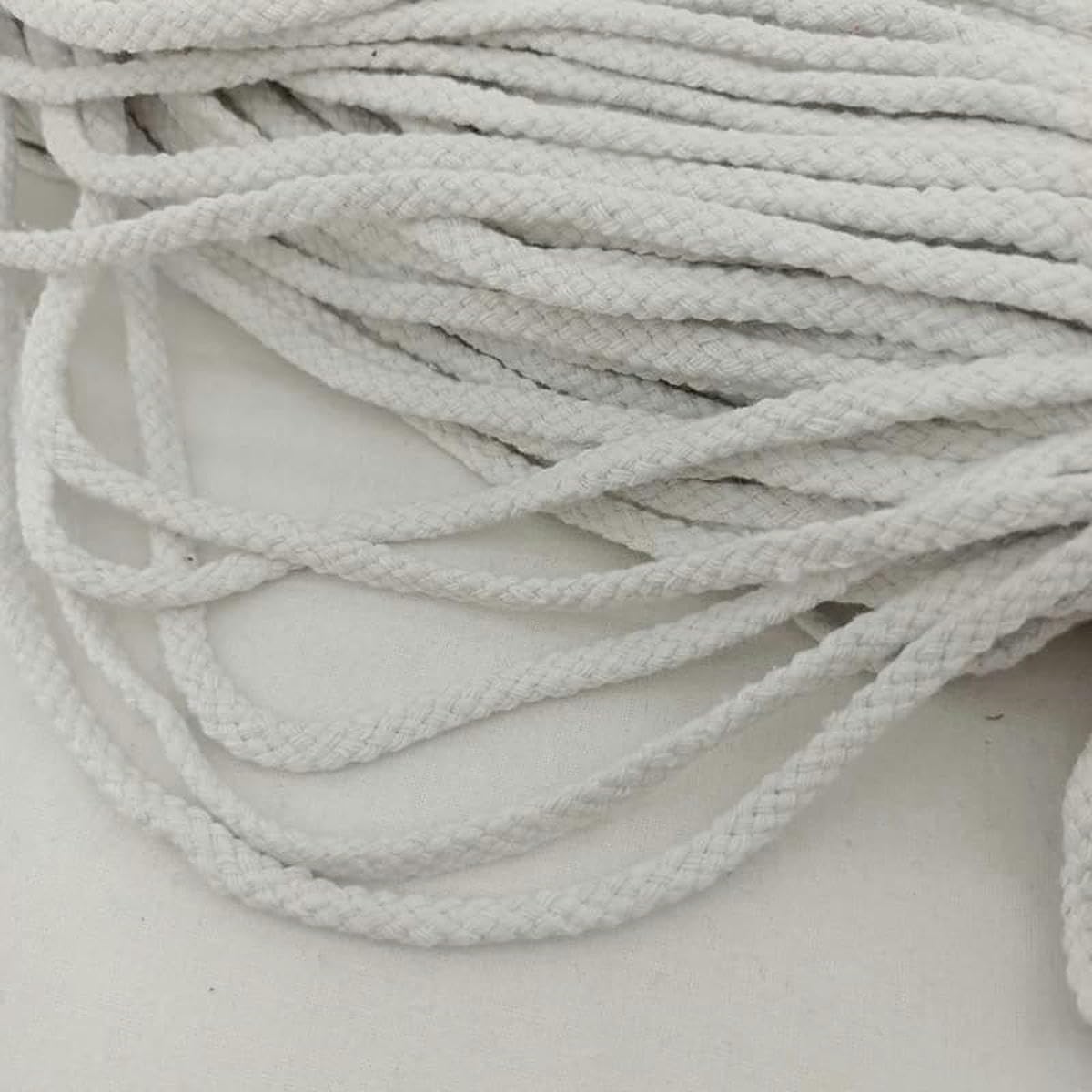 Macrame Rope Twisted String,Cotton For DIY Craft And Sewing Multicolor 5mm 30m(White)
