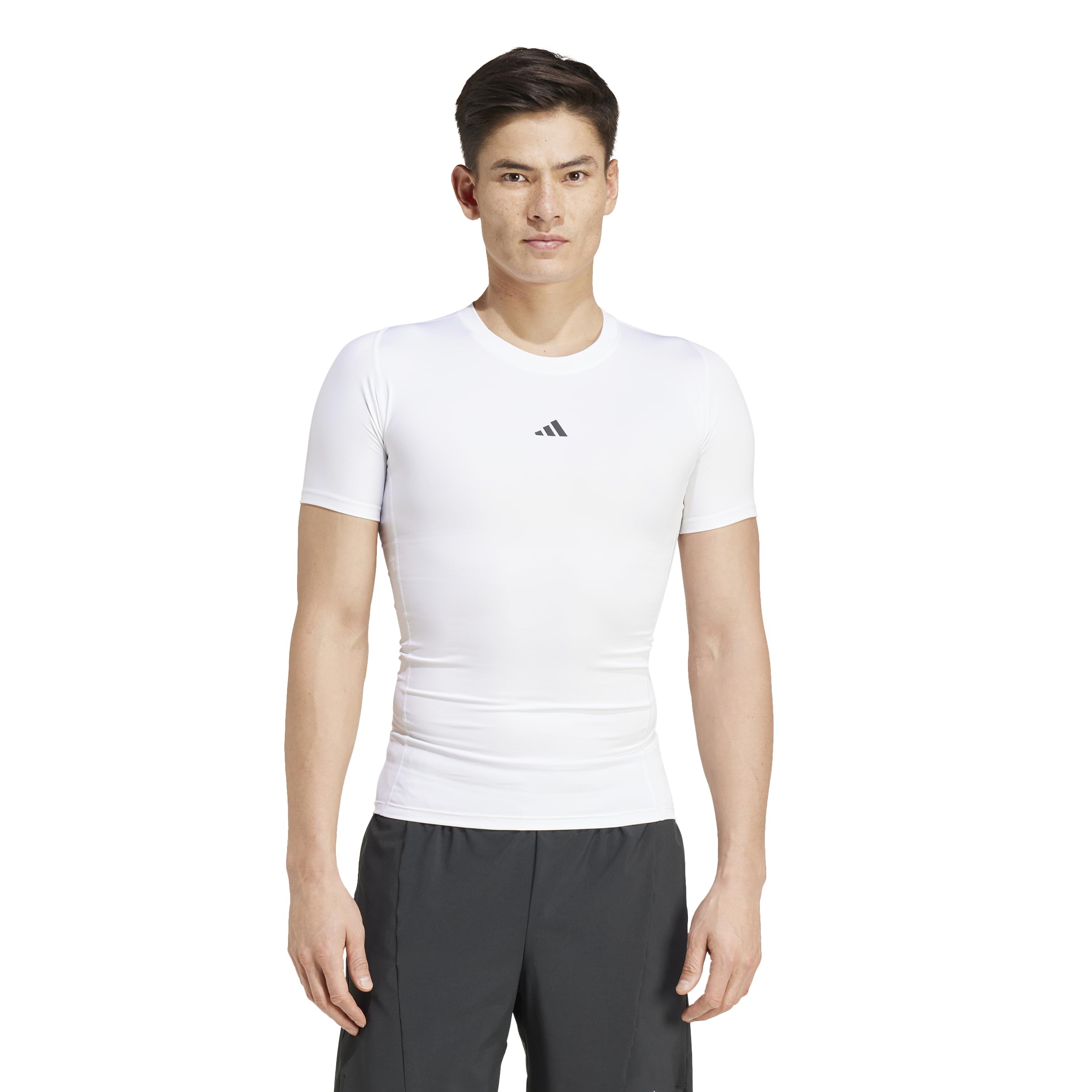 adidas Techfit Trainings-T-Shirt für Herren, Weiß/Flyaway Orchidee, S Tall – Ansicht 2