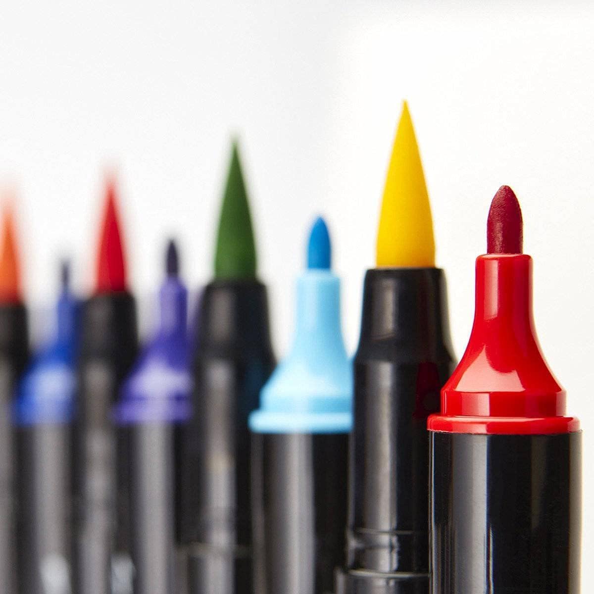 KINGART PRO Dual Twin-Tip Brush Pens, Set of 24 Unique & Vivid Colors, Watercolor Markers with Flexible Nylon Brush Tips, Professional Watercolor Pens for Painting, Drawing
