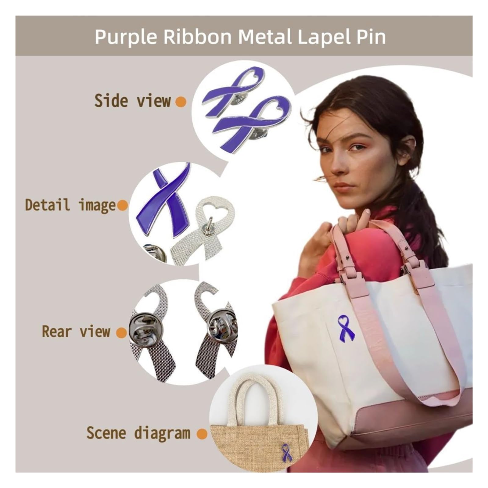 20/50/100 Stück lila Band Anstecknadel Pins Brosche Abzeichen Für Dekoration