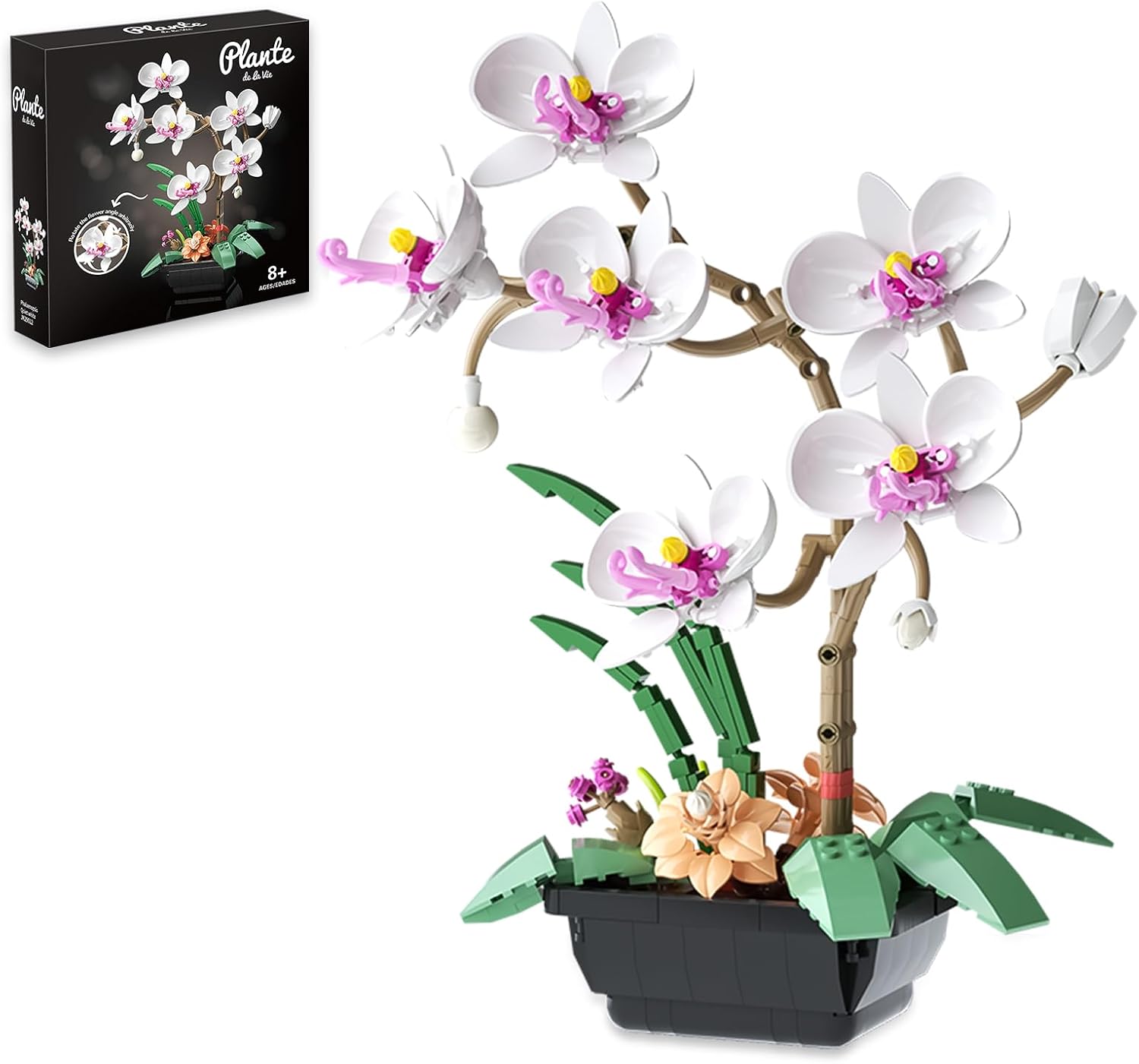 Orchid Flower Building Block Set, Orchid Botanical Collection for Home & Office Decor, Artificial Flowers Plant Gifts for Adults Valentine's Day, Mothers Day, Birthday 581pcs