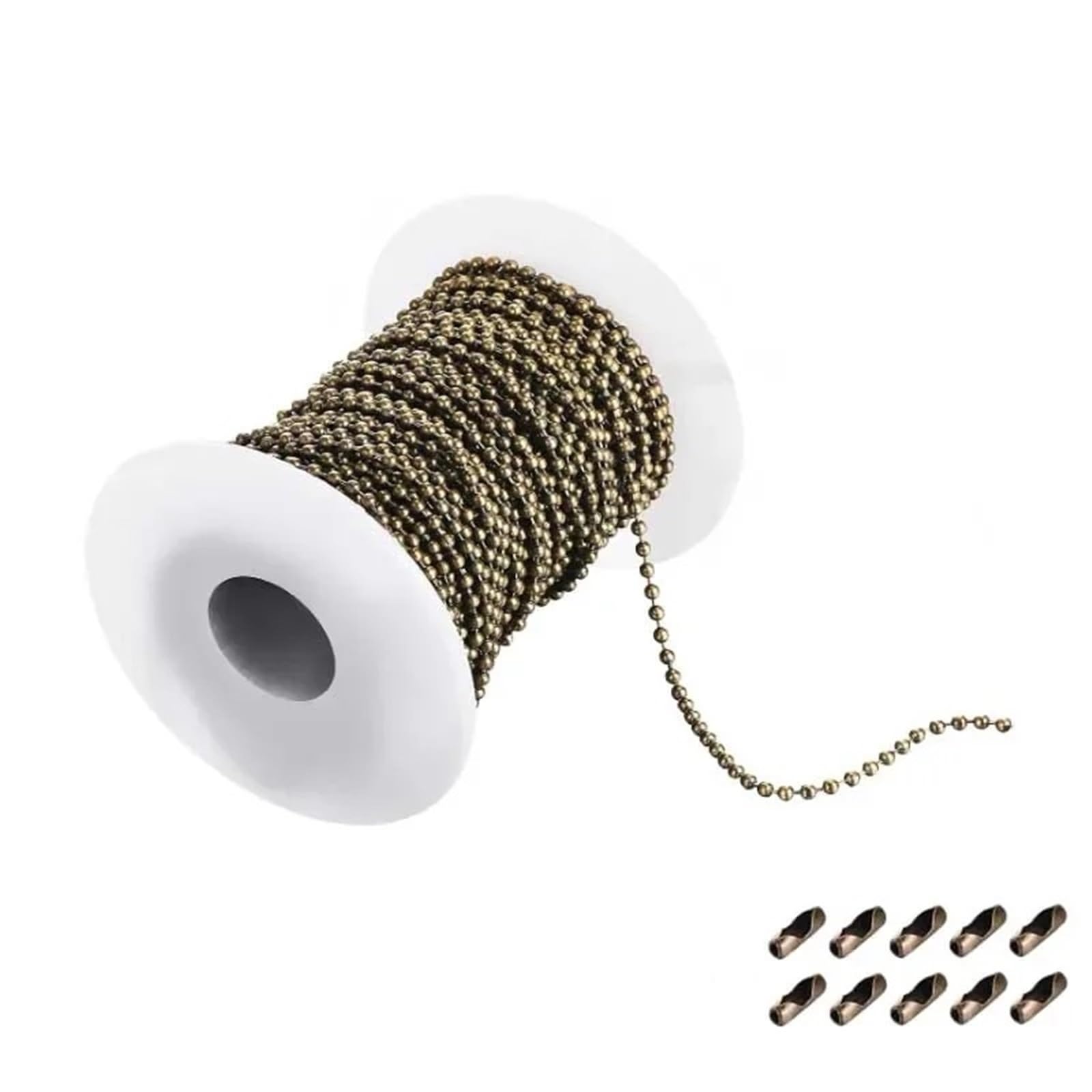 Cadenas Cadena de bolas 15m Cuentas metal 1,2-4 mm for accesorios fabricación joyas DIY(Bronze,1.5mm)