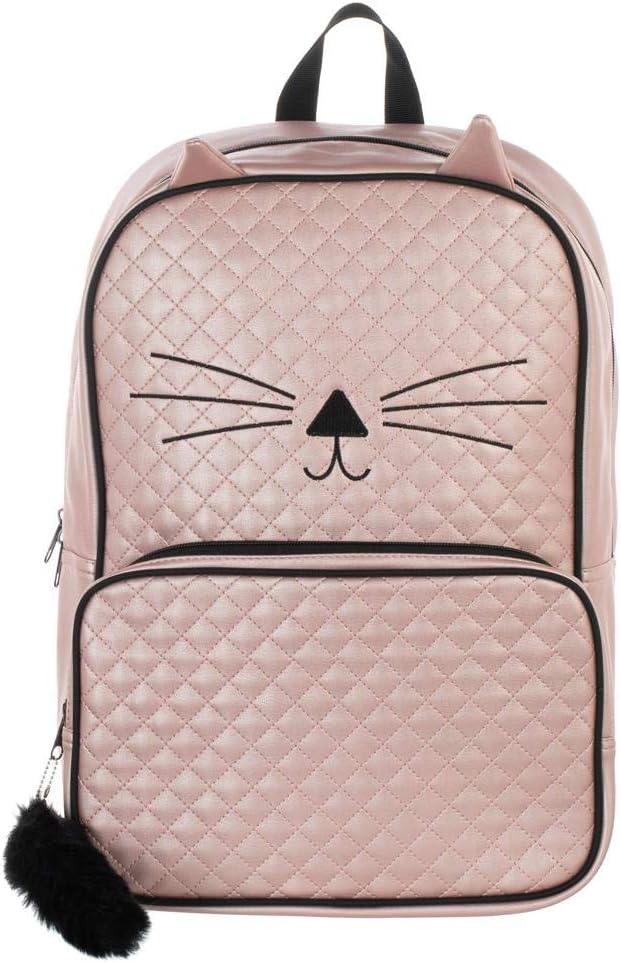 Bioworld Pink Quilted Metallic Kitten Tech Backpack