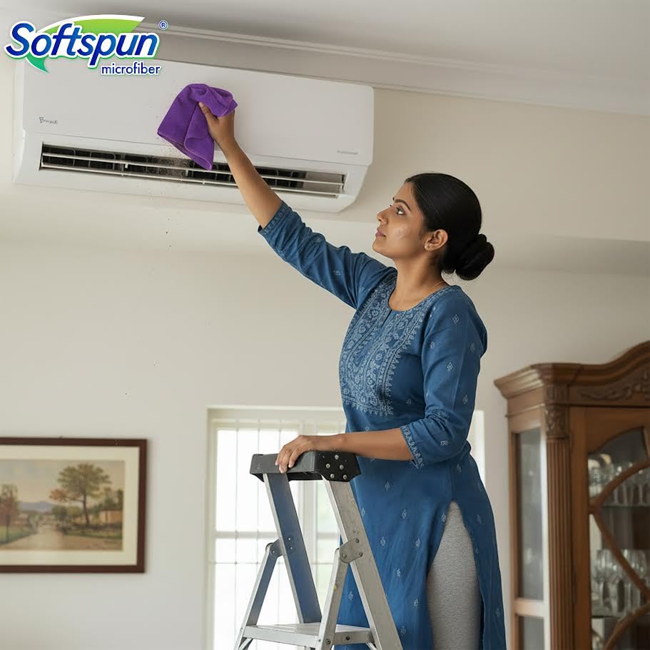 Image of SOFTSPUN Microfiber Cleaning Cloths 5pcs 40x40cms 340GSM Purple! Highly Absorbent, Lint and Streak Free Multi -Purpose Wash Cloth for Kitchen Car Window Stainless Steel Silverware.