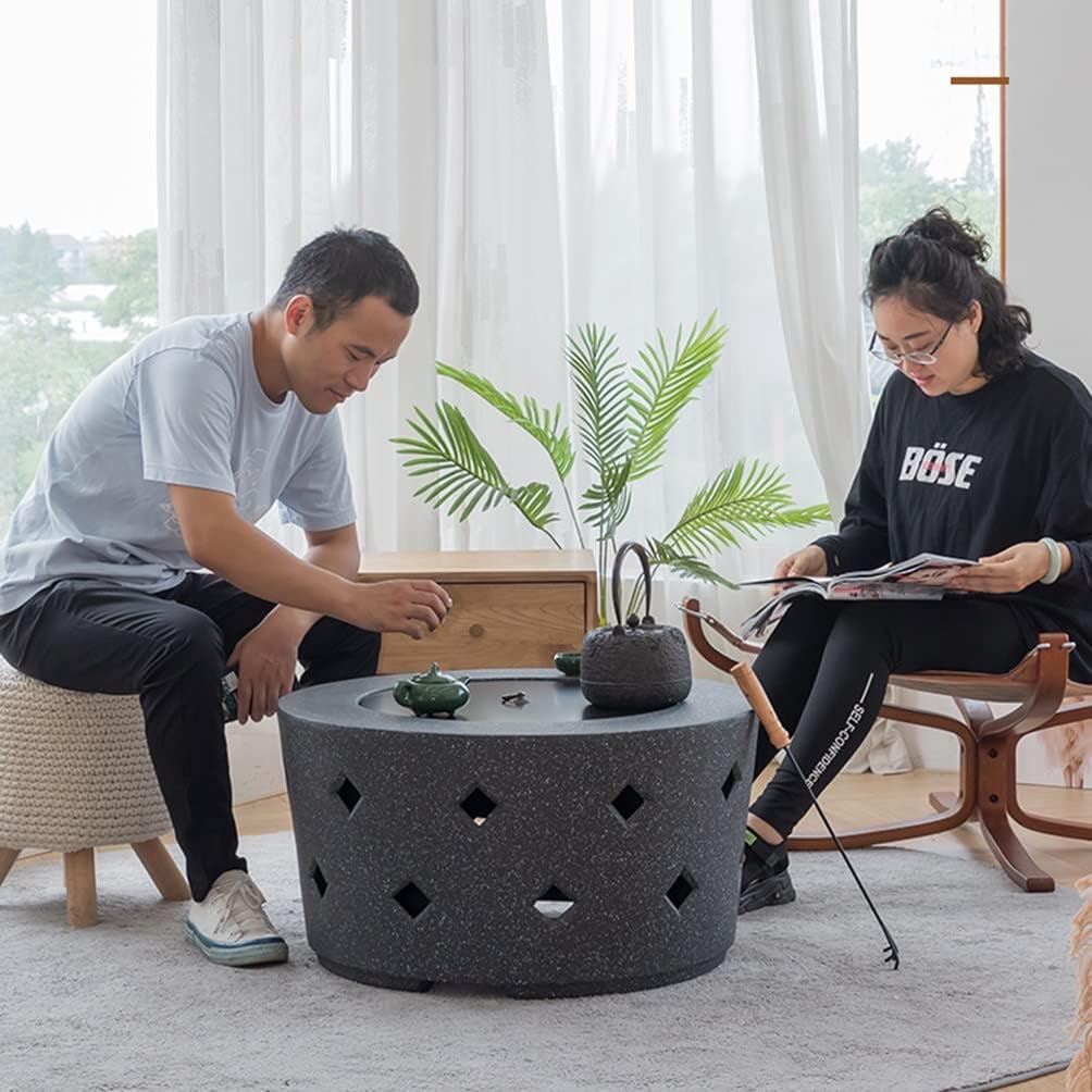 Outdoor Fire Pit 70cm/27.6" Round Wood Burning Fire Pit, Outdoor Fire Bowl for Garden and Terrace, Barbecue Table with Spark Protection Device