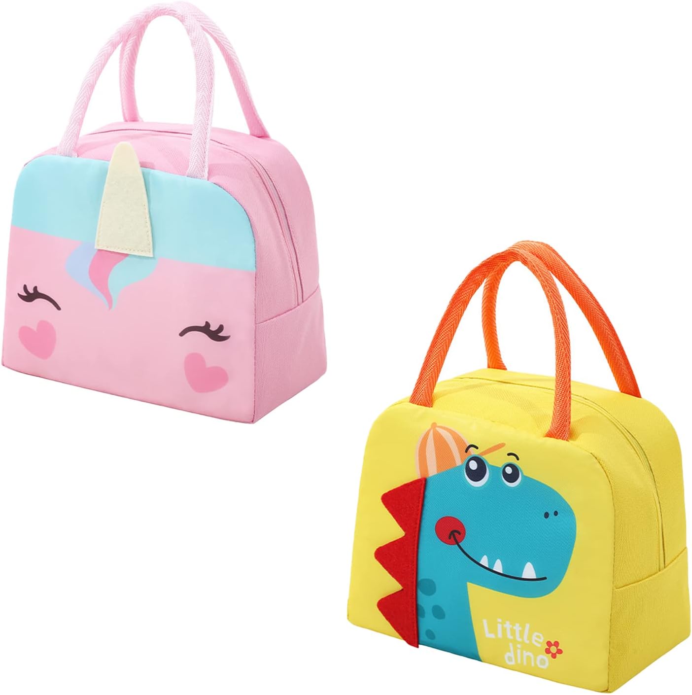 2 Packs Kids Lunch Box for Girls Boys, Reusable Lunch Bag for Kids, Insulated Lunch Tote Bag with Durable Handle for Children School Travel Picnic