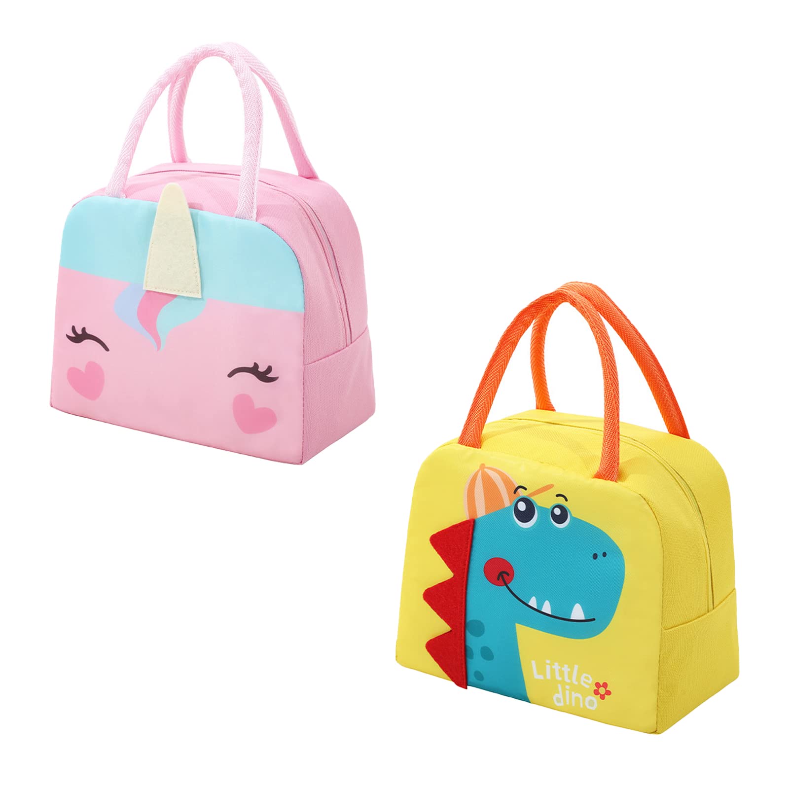 YWhalep2 Packs Kids Lunch Box for Girls Boys, Reusable Lunch Bag for Kids, Insulated Lunch Tote Bag with Durable Handle for Children School Travel Picnic
