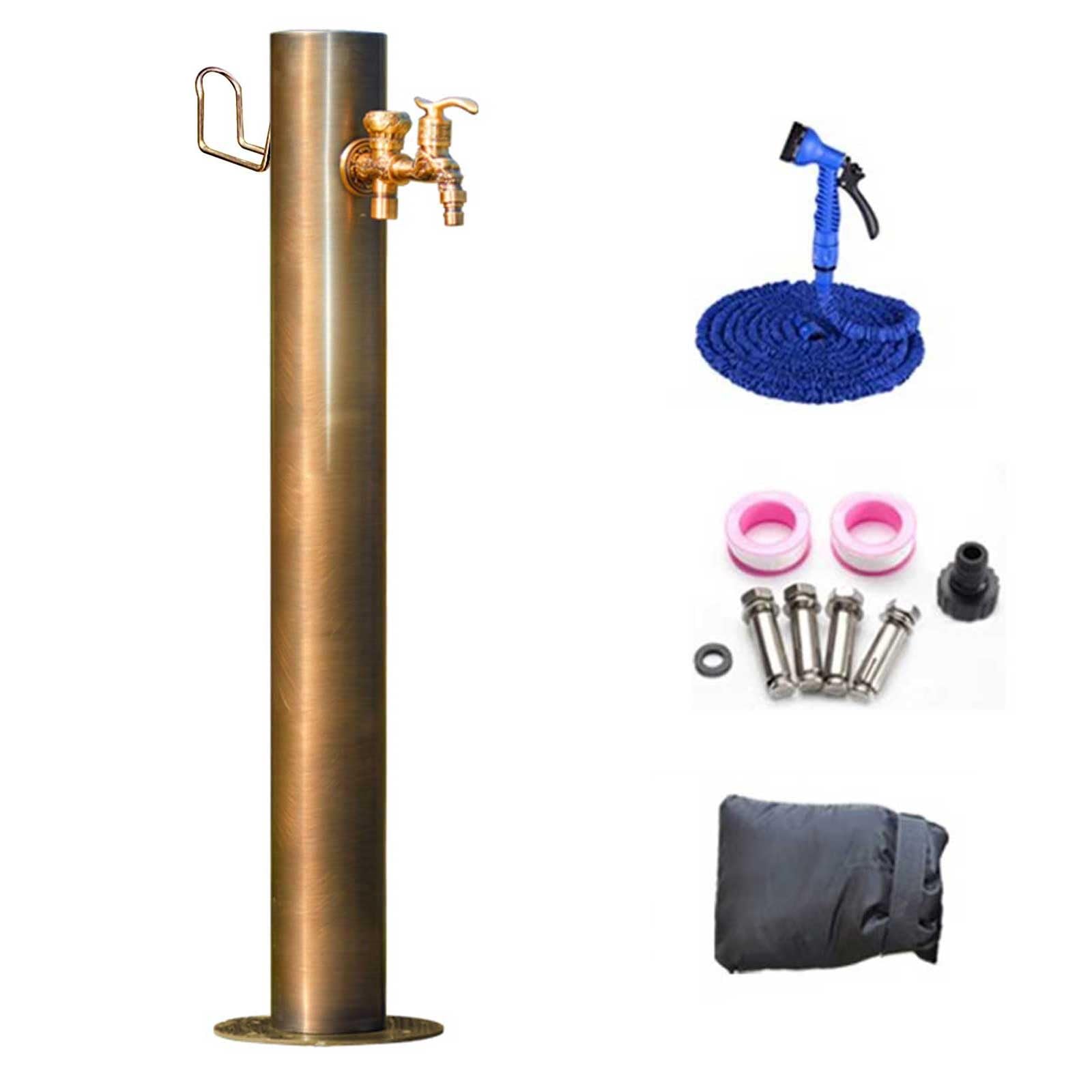 BHGFYXBS Stainless Steel Outdoor Vertical Garden Water Column With Tap & Spray Gun, 20In Antifreeze Yard Hydrant, & Weather-Resistant Irrigation Solution,size_name-86cm/34in