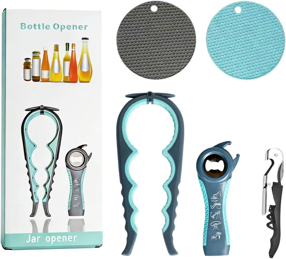 Larrycard Jar Opener,5piece multifunctional bottle opener set Suit