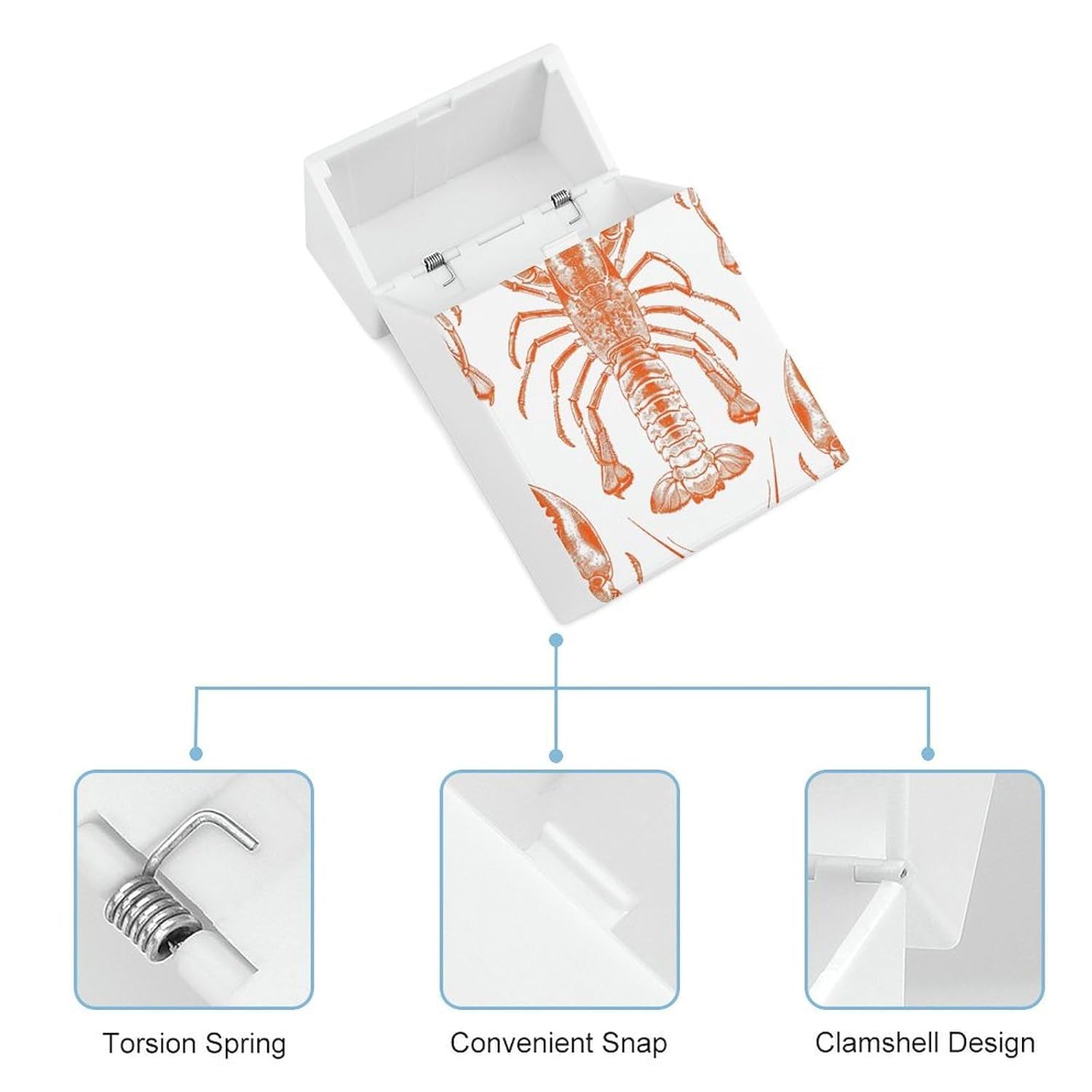 Orange Shrimp Pattern Cigarette Case with Switch Flip Closure, Cigarette Holder Case for Men Women, Cigarettes Smoking Accessories, Plastic Box for Smoke, Cigarette Hard Box Holder