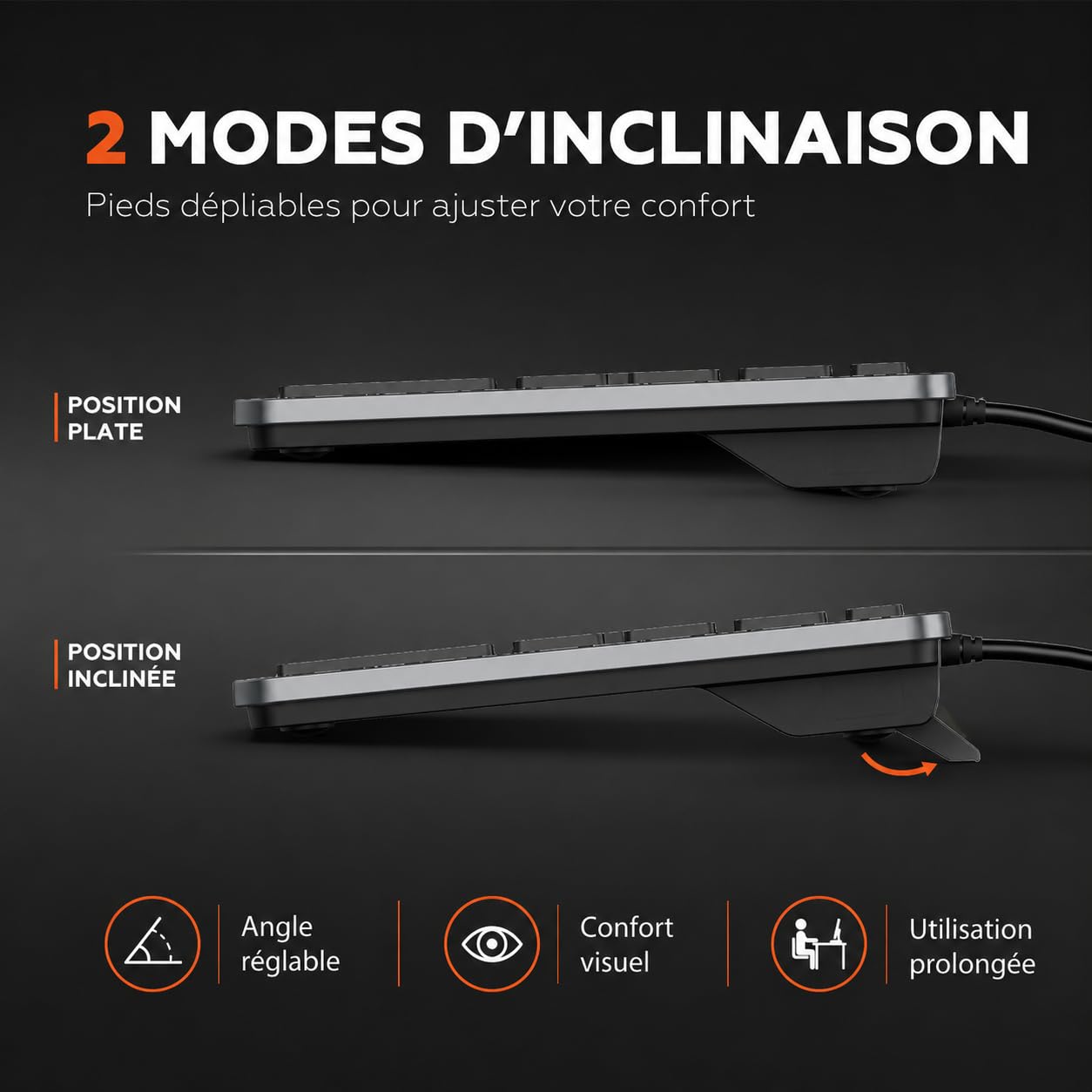 Mobility Lab Clavier français AZERTY filaire pour Mac – gris sidéral et noir