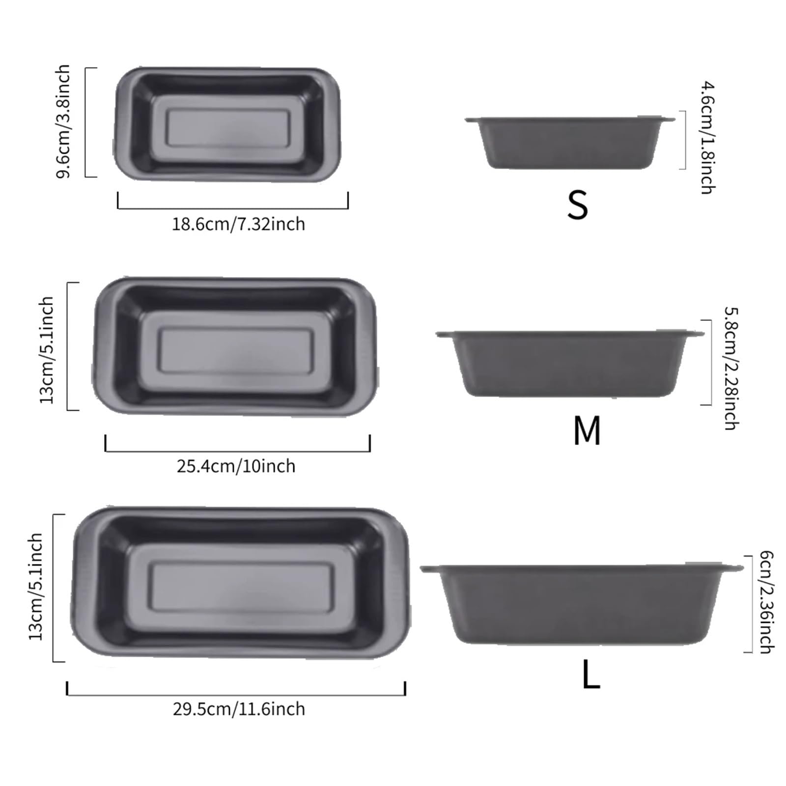 Backbleche 1/3 Stück rechteckige Brotbackform, antihaftbeschichtete Kastenform aus Kohlenstoffstahl for Backen von hausgemachtem Brot, Toast, Brownies und Pfund Für Backofen(3Pcs)