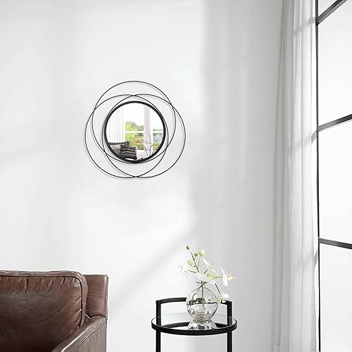 Miniatura 4 de HLFMVWE Espejo circular negro de pared de metal, espejo decorativo de pared de metal pequeño, espejo de pared redonda para el hogar, decoración de