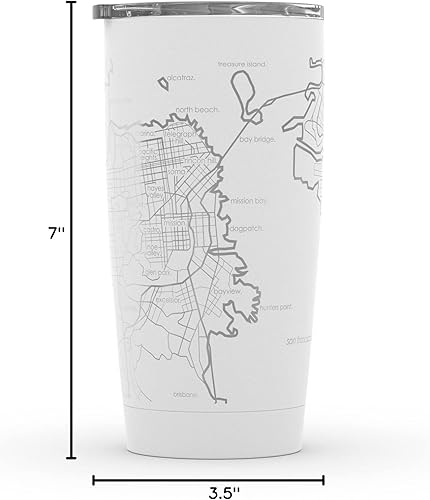 Vista 425 de Well Told Vaso de café aislado con diseño de mapa de Nueva York grabado, taza de acero inoxidable grabada (20 onzas, negro) con aislamiento de mapa