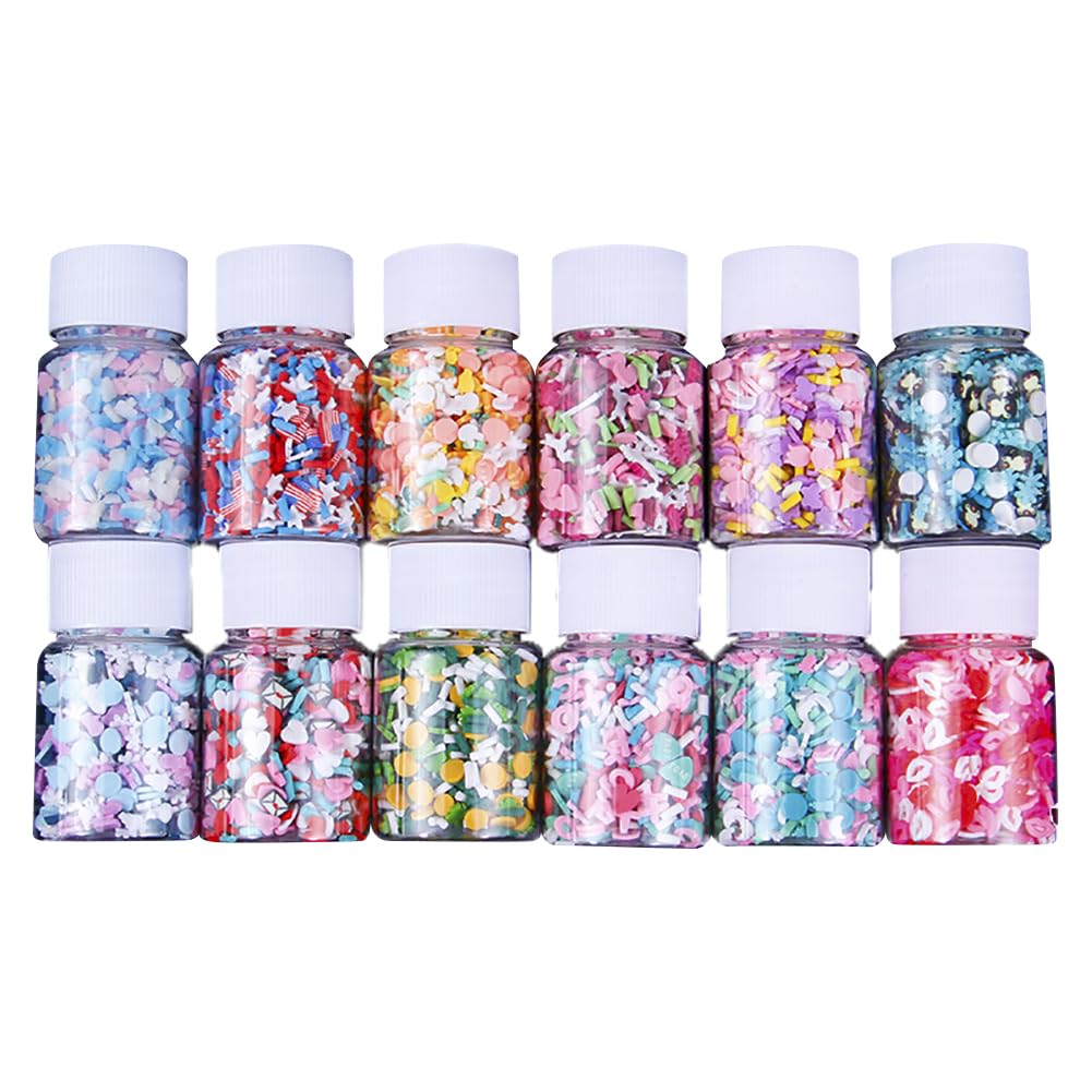 Hugede Multicolour 120G Polymer Clay Sprinkles Fake Candy Sprinkles Resin Nail Art Slices Craft Faux Sprinkles Tiny Clay Decoration With Bottles For Diy Phone Case