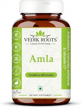 Amla Capsules 100% Organic Immunity Enhancer Natural Source of Vitamic C Herbal Supplements 60 Capsules Pack of 1