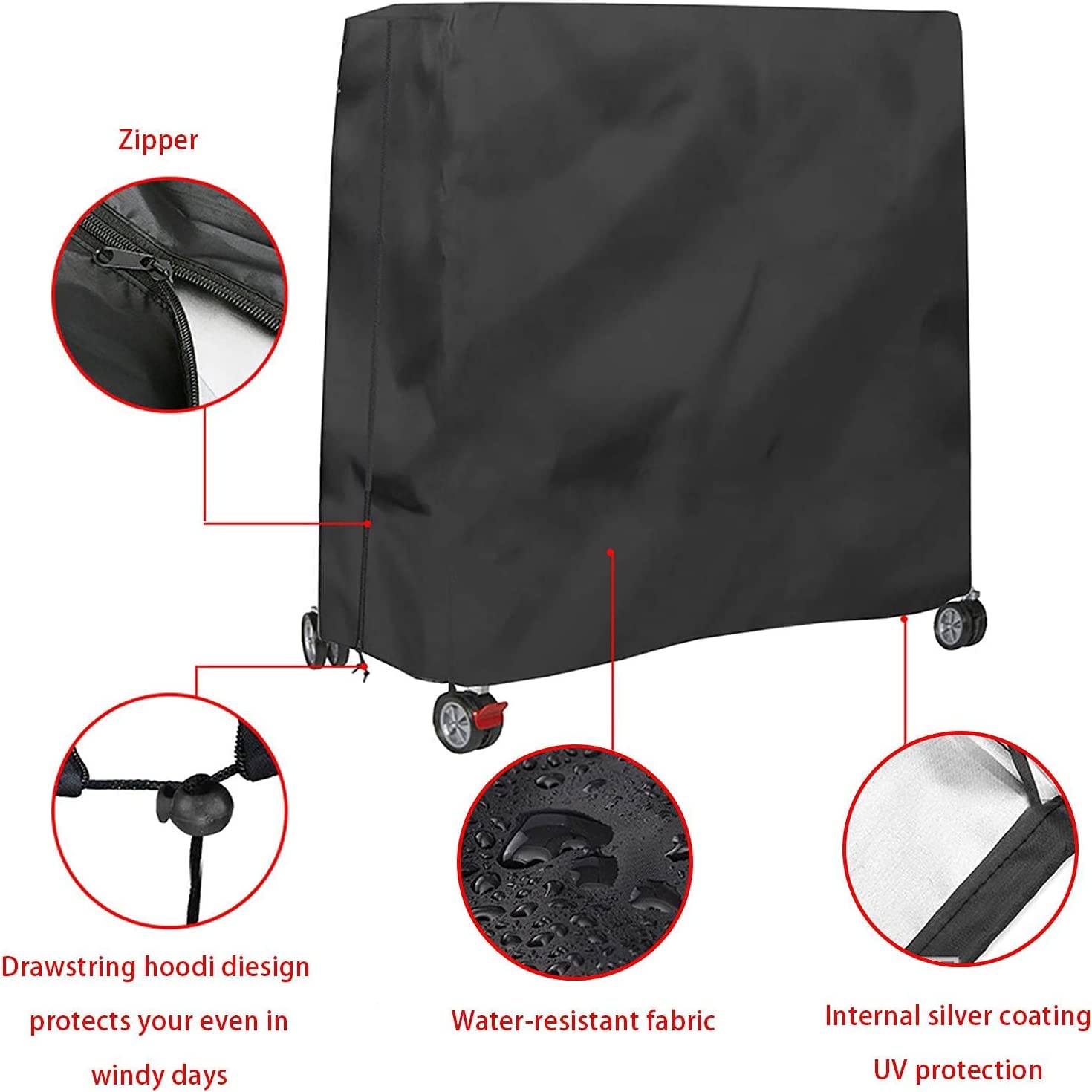 Custodia Per Tavolo Da Ping Pong - Impermeabile, Antivento E Anti-UV, Tessuto Oxford 420D, 165x70x185cm - Foto 10