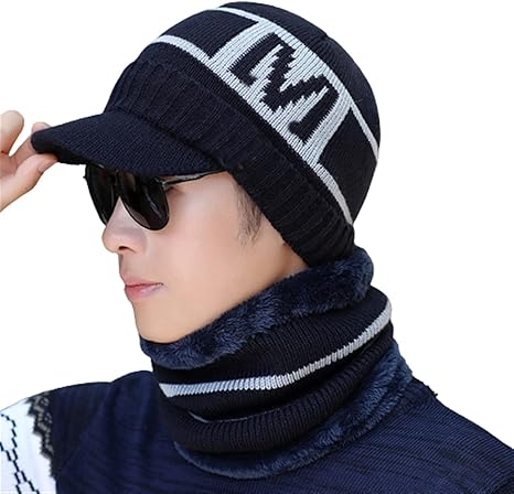 Amazon Co Jp メンズ冬のつばの短い帽子 暖かいニット帽 スカーフ スーツ 厚い毛皮の裏地 冬の帽子 Color Blue Size M 55 60cm ファッション Amazon Co Jp メンズ冬のつばの短い帽子 暖かいニット帽 スカーフ スーツ 厚い毛皮の裏地 冬の帽子 Color Blue Size M 55 60cm ファッション