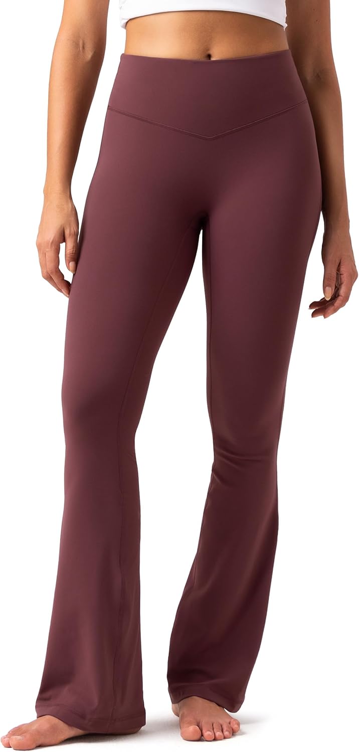 Colorfulkoala No Front Seam Flare Leggings Dreamlux High-Waisted Workout Yoga Pants for Women 27.5"/ 29.5"/ 31.5" Inseam