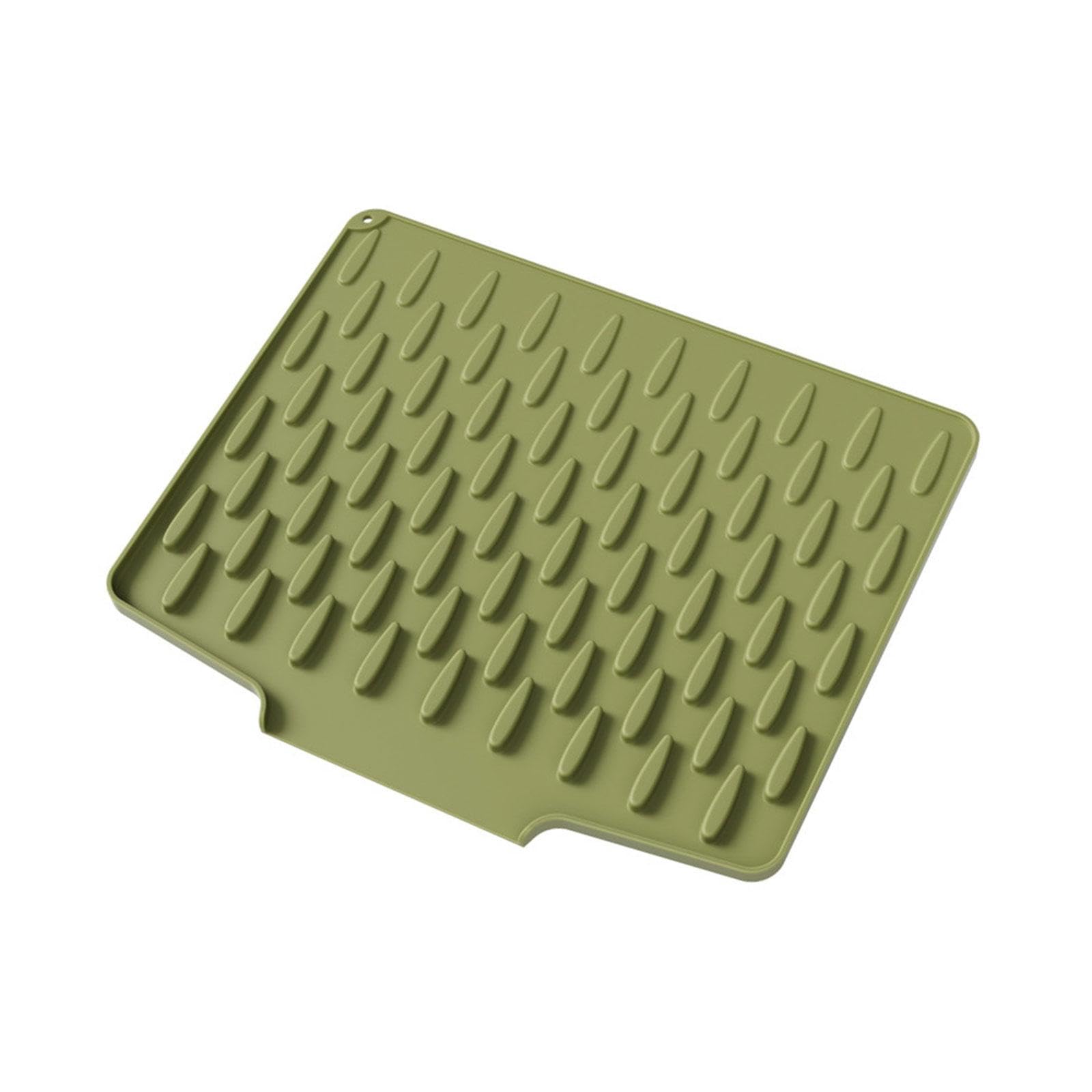 yanwuwa Multipurpose Kitchen Drip Tray with Sloped Drainage Channel Silicone Base Drying Mat for Dishes Utensils Waterproof Kitchen Drying Rack Mat