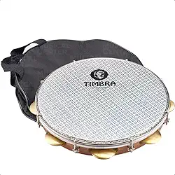 Pandeiro Profissional de 10 Polegadas em Fórmica, Aro Dourado com Pele Prismática e Capa - 8629