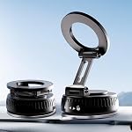 Magnetic Car Mount Vacuum Suction Phone Holder - EndlessAzure N55 Strong Magnet, Metal Foldable Arm, 360° Adjustable for MagSafe, iPhone17 and Other Smartphone