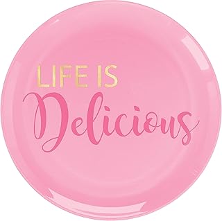 amscan Life is Delicious Round Plastic Plates - 7 1/2