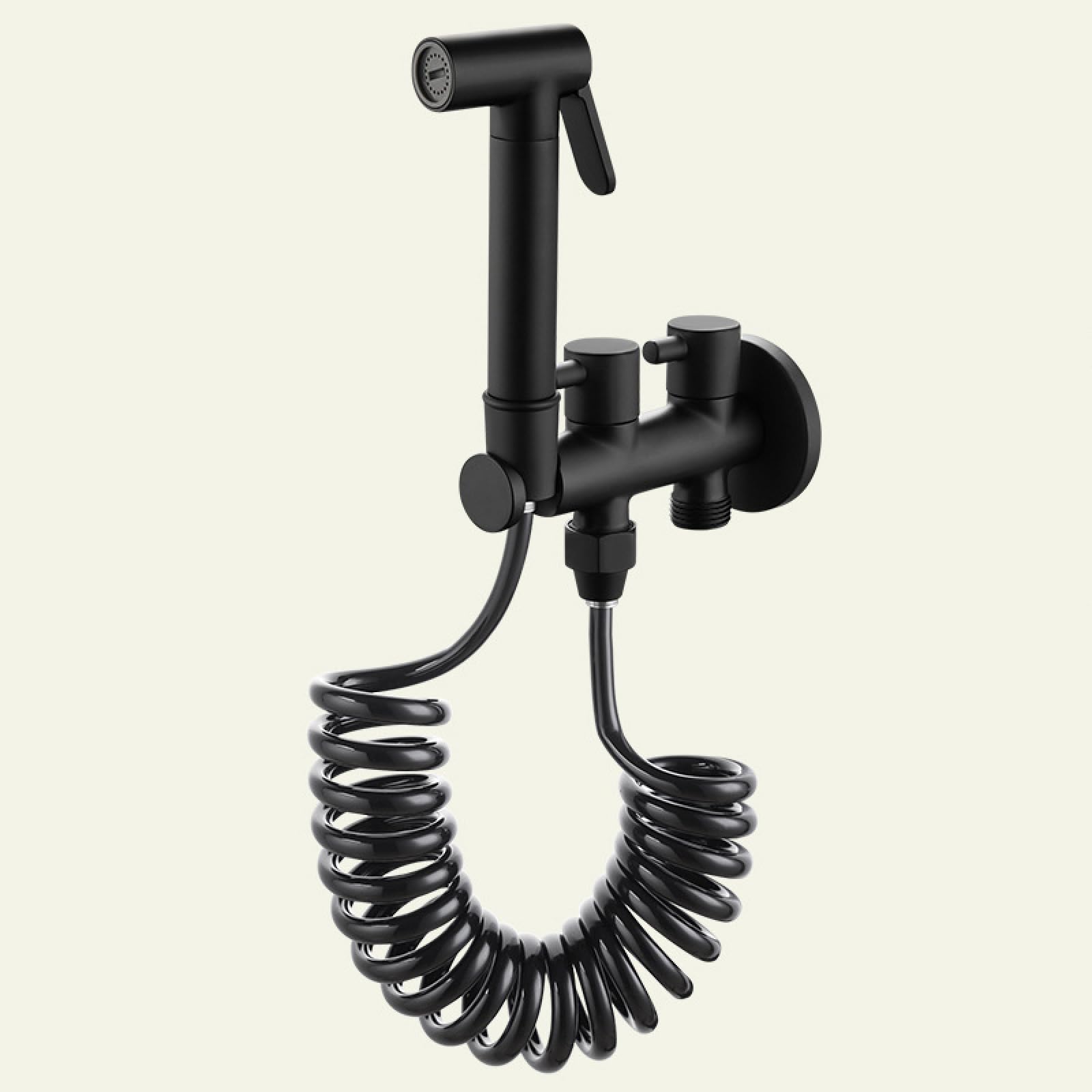 Doccetta Bidet per WC Ottone Nero Montaggio A Parete Doppia Uscita | Adatto per La Pulizia Della Toilette E La Pulizia Quotidiana Del Bagno