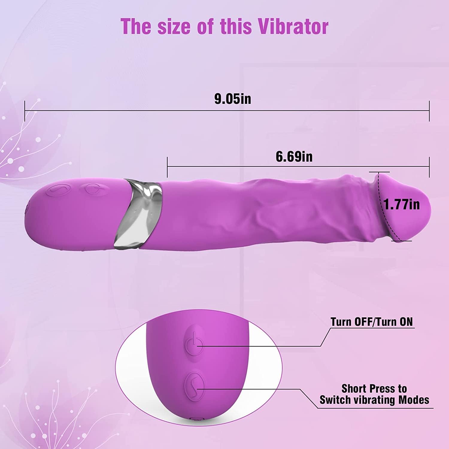 FIDECH Classic Vibrator Dildo Sex Toy for Women, G Spot Nipple Anal Clitoral Stimulator Wand Vibradores with 7 Vibrating Modes, Waterproof Silicone Personal Massagers Adult Toys for Couples, Purple
