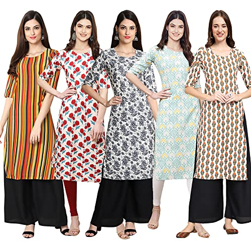 Image of Pinkmint Women's Crepe Digital Print Straight Kurta (D-353-345-369-360-370)