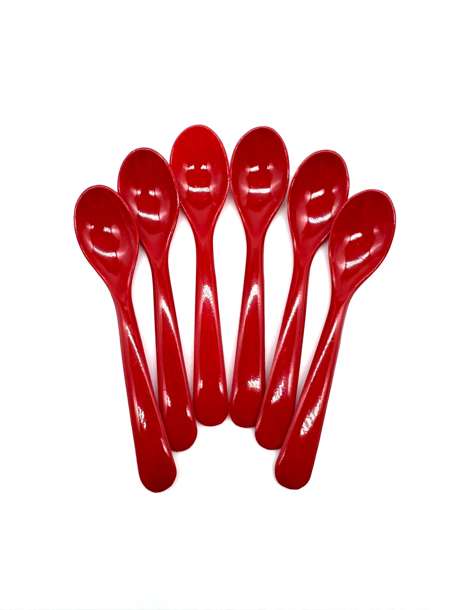 Set of 6 Spoons 12 cm Egg Spoons Ice Cream Spoons Baby Spoon Yoghurt Spoon Dessert Spoon Reusable Plastic Red