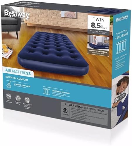 Miniatura 2 de Bestway Colchón de aire Essential Comfort para interiores y exteriores de 8.5 pulgadas de alto, con válvula de 2 vías mejorada, tecnología
