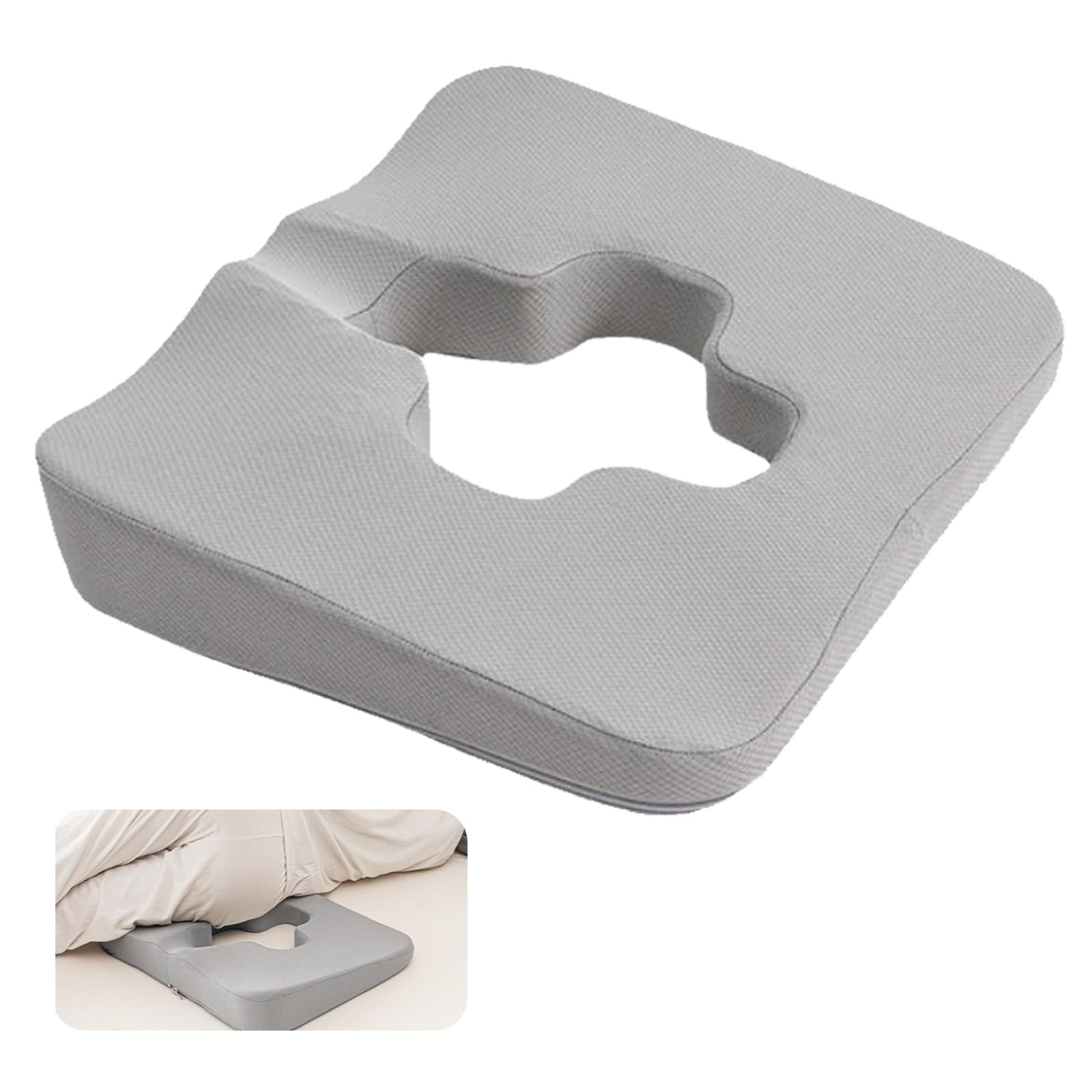 Cuscino Antidecubito, Cuscino per Seduta Emorroidario per Dolore Al Coccige Cuscino per Seduta in Memory Foam con Rivestimento in Tessuto per Persone Costrette A Letto e Lunghi Periodi Seduti
