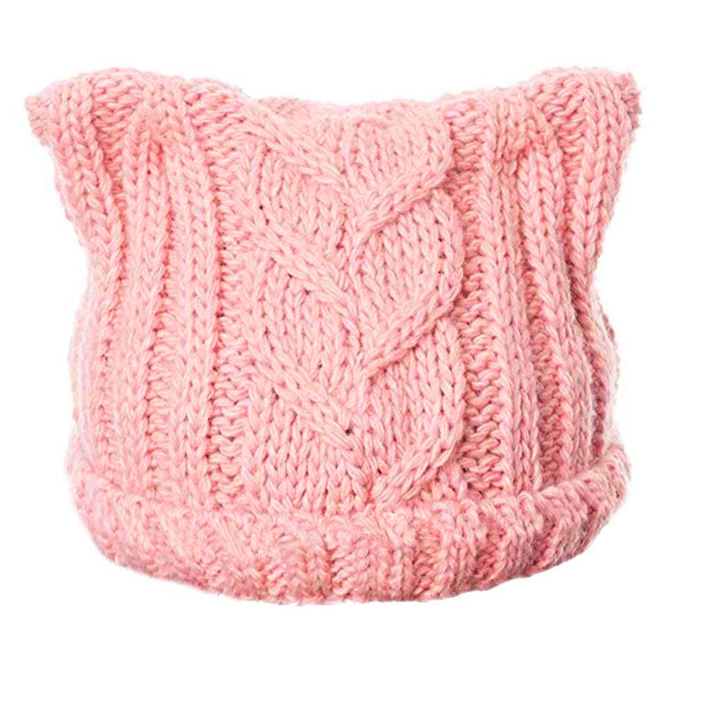 BIBITIMEPussy Cat Hat Women's March Knit Ears Beanie Winter Spring Handmade Cap