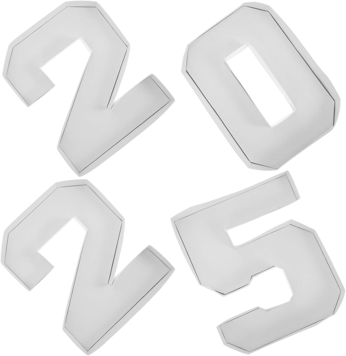 MUSISALY 4pcs White Cardboard Number Birthday Candy Boxes 2025 Digit Party Fillable Sweet Display Trays for Birthday Party Supplies