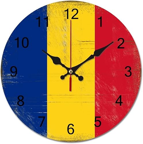 Miniatura 12 de Reloj de pared de la bandera de Filipinas con decoración patriótica de 9 pulgadas, funciona con pilas, silencioso, sin tictac, para colgar,