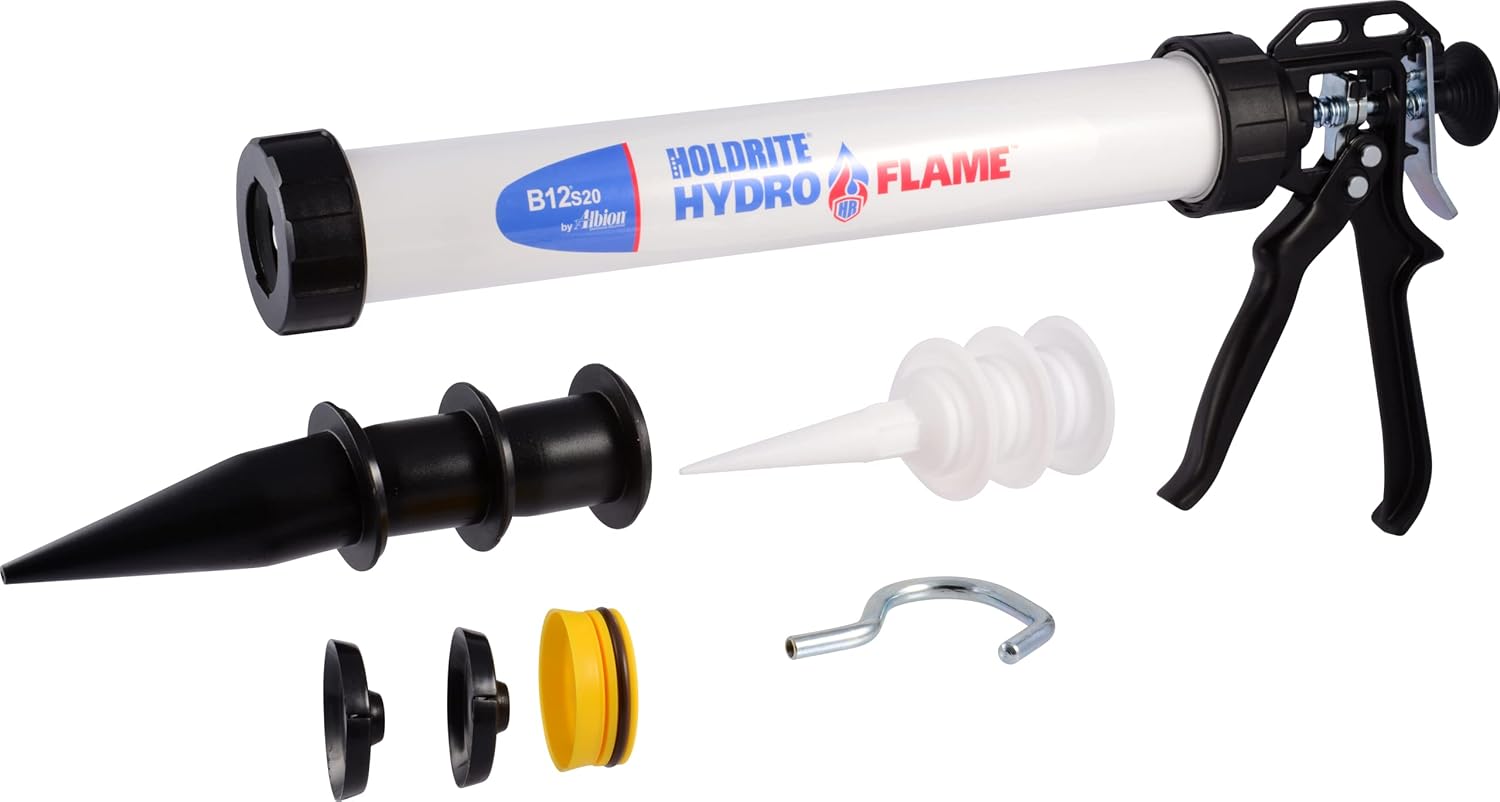 HoldRite HydroFlame Caulk Gun for 20 Ounce Tubes, Full Size Handle and Gripping Plate, HF-CG-20SP