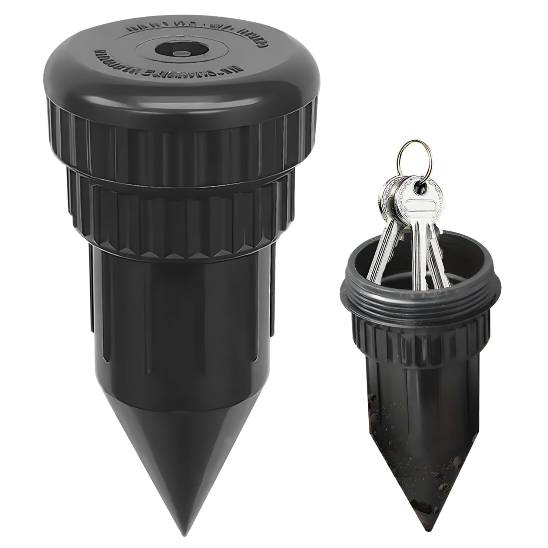 Ameble Black Hidden Key Holder For Outside, Waterproof Sprinkler Head Key Hider Discreet Outdoor Vault Case For Garden Yard