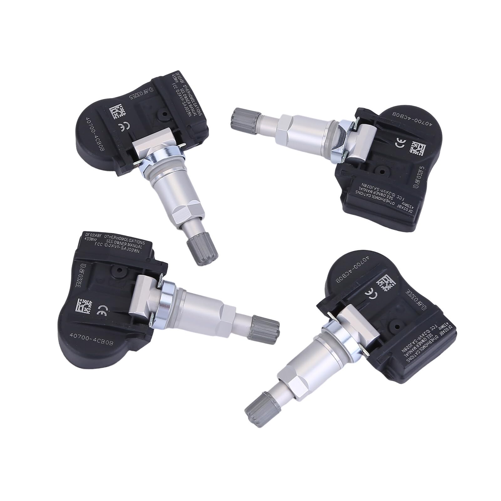Lot de 4 capteurs de pression des pneus TPMS avant arrière 407004CB0B compatibles avec QX50 II NV200 Ni*s-s*an X-Trail Re-*n-ault Meg*ane 4 1.3 1.6 TCe 140 RDKS Système de contrôle de la pression des