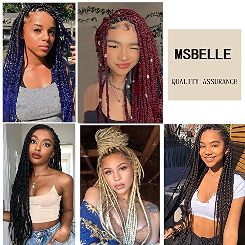 Msbelle 6 Packs/Lot Pre Stretched Braiding Hair 26 Inch Ombre Braiding Hair Extensions Hot Water Setting Blue Braiding Hair 100G/Pack Crochet Synthetic Braids Hair (26Inch,Black To Blue) #TOP5