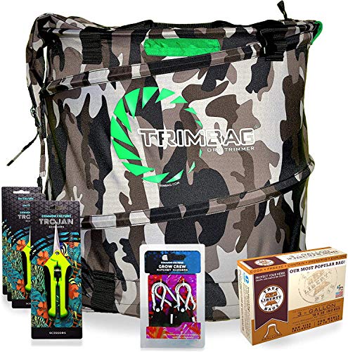 Trimbag Premium Complete Dry Trimming Kit Bundle Includes Common Culture Trimming Scissors Grow Crew Ratchet Hangers 10 Pack of Bags Flower Plant Trim Accessories and Supplies Set Camo