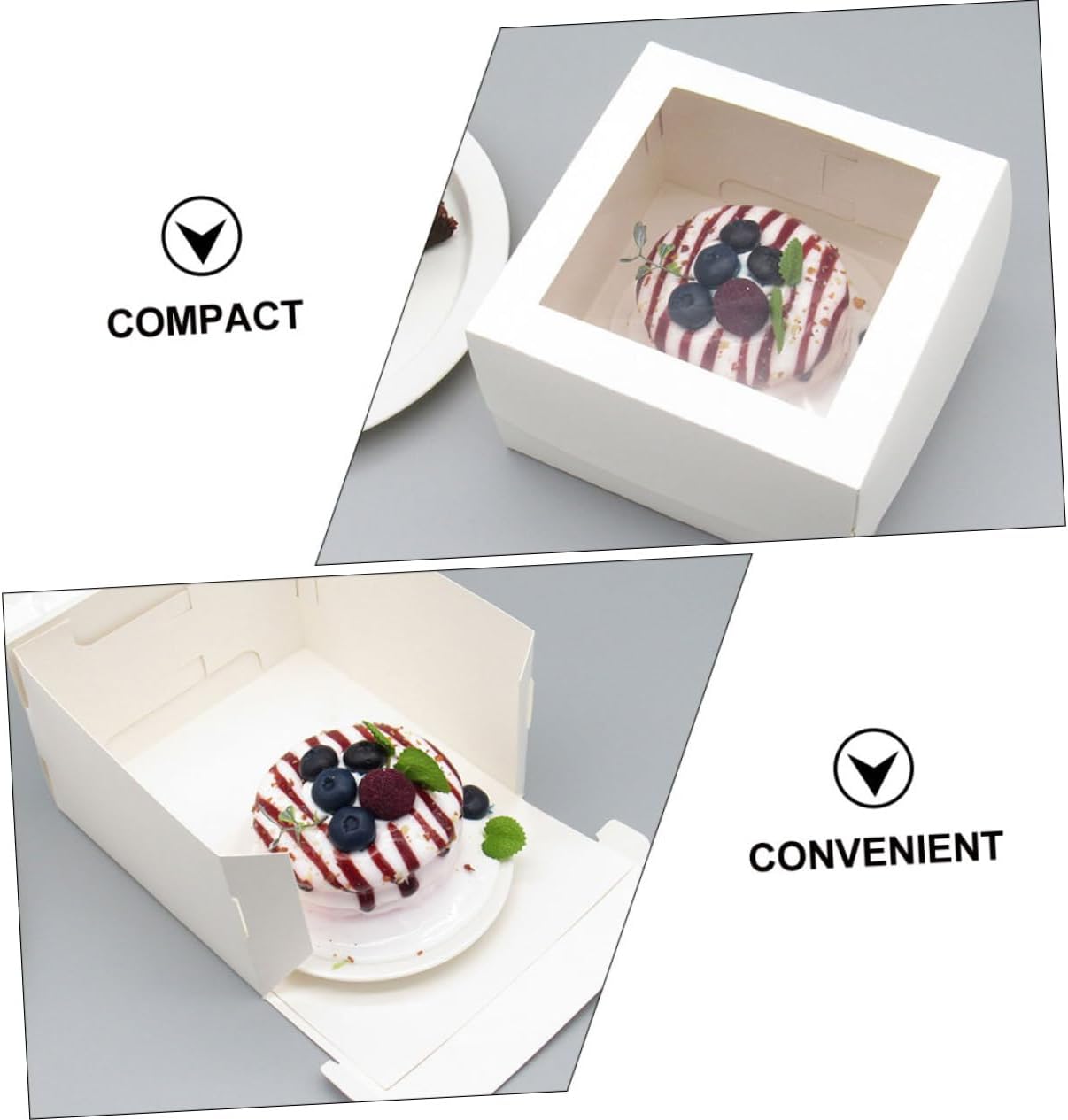 PRETYZOOM 10pcs Cake Box with Window Lid, White Paper Carry Case image 2