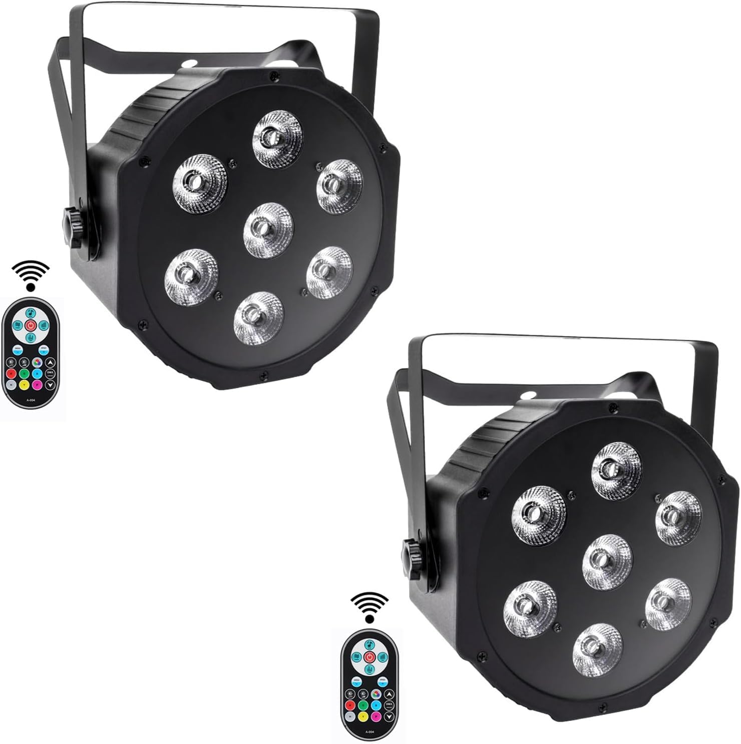 2PCS RGBW LED Par Licht, 7 LED Par Scheinwerfer DMX Disco Partylichter Bühnenlicht mit Fernbedienung für DJ Bar Show Party Halloween Weihnachten