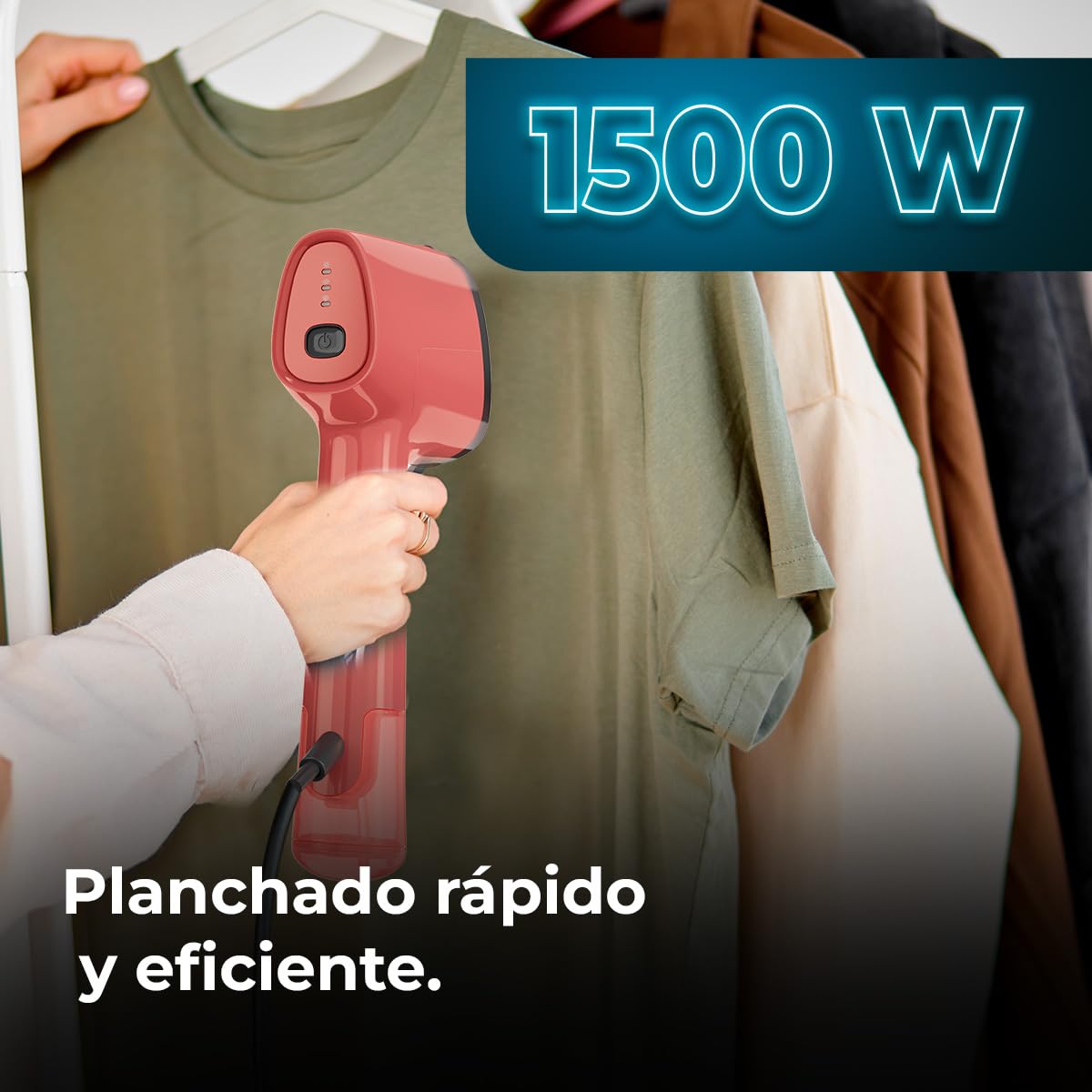 Cecotec Plancha Vertical Vapor IronHero V-1500 Essential Berry. 1500W, Suela Cerámica Ultradeslizante, Vapor Continuo 25g/min, 2 Modos, Calentamiento Rápido, Accesorio de Cepillo de Silicona
