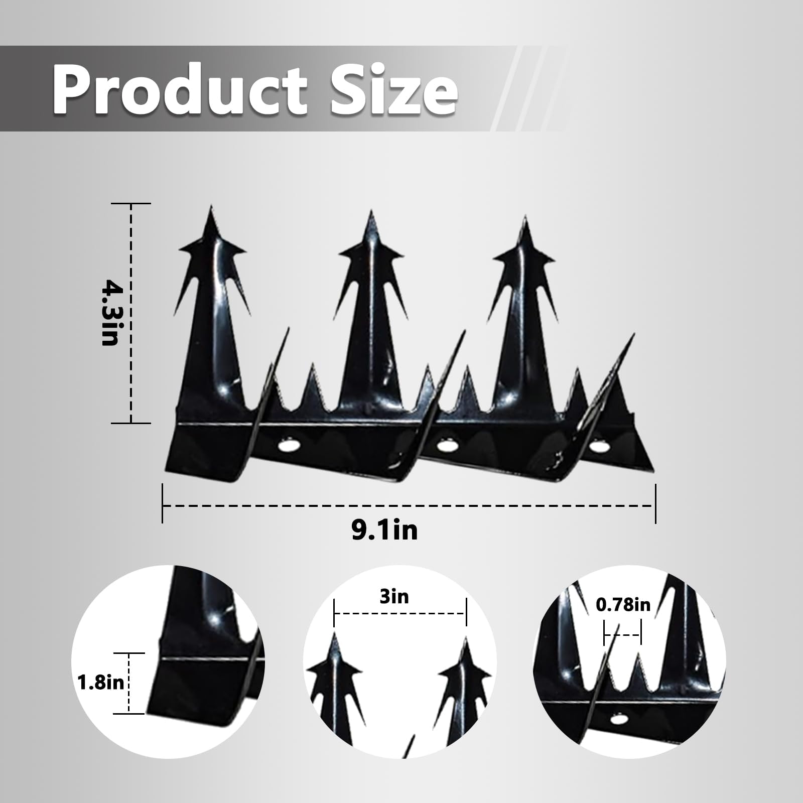 12Pack Metal Anti Climb Spikes 110Inch for Fences and Walls Heavy Duty Metal Fence Spikes Anti Climb Security Spikes for Fence and Wall-Intruder and Animal Deterrent