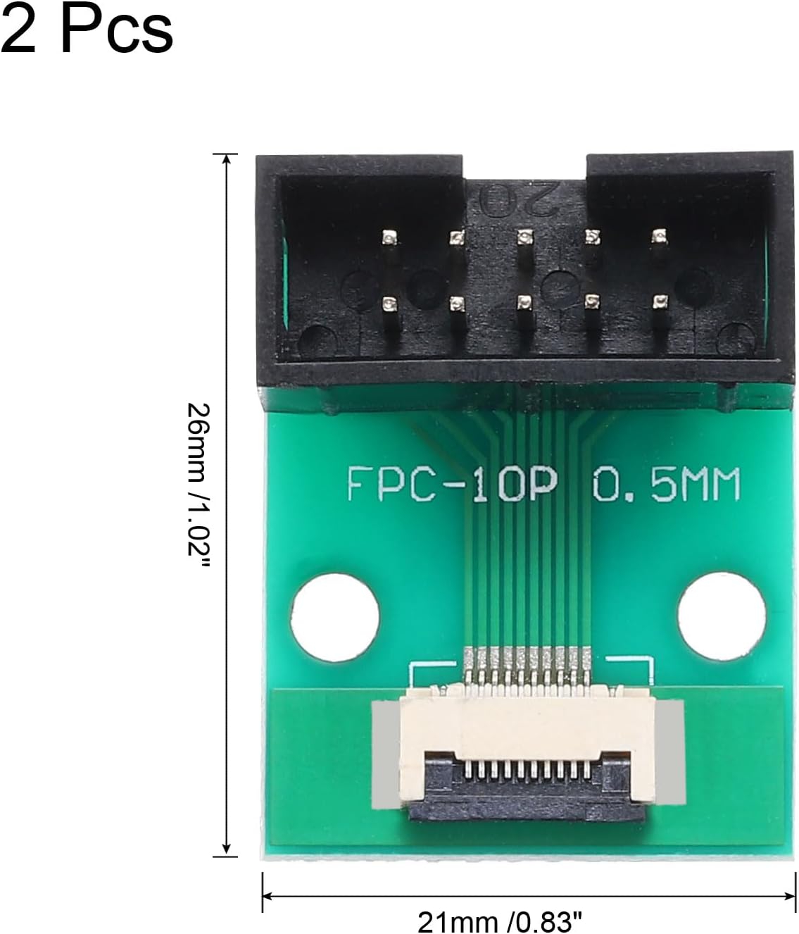 MECCANIXITY 2pcs FFC FPC Connector Board 10 Pin 0.5mm Socket to 2.54mm Double Row DC3 Male Pin Header Strip Adapter, PCB Converter Board for LCD TVs/Digital Cameras/Laptops