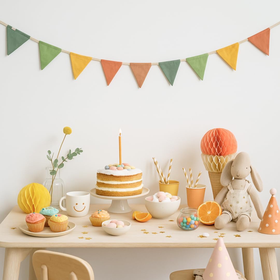 9.2Ft-10pcs Organic Cotton Bunting for Nursery Décoration - Pennant Banner Flags, Banners,Triangle Fabric Garland - Perfect for Baby Showers & BD Parties as Well as Playroom Decor for Boys & Girls - Image 4