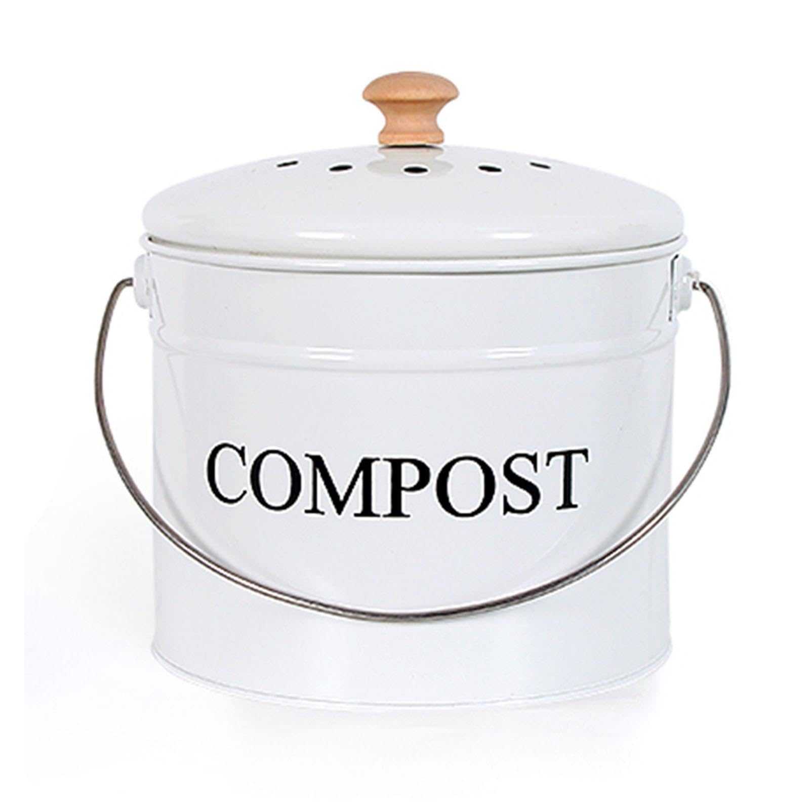 Compost de Cuisine, Seau Facile à Nettoyer pour Le Recyclage Des Déchets, Filtre Intégré et Comptoir, Blanc